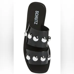 NEW Schutz Square Toe Lizzie Slide~Black~Jelly~10 / 40 ~Gorgeous Statement Shoes thumbnail 2