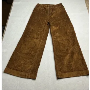 Time and Tru Womens Brown High Rise Wide Leg Corduroy Pants Size 2 Button Fly thumbnail 1