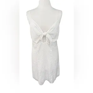 Alice + Olivia White Roe Tie Front Textured Mini Flare Slip Dress Size 12 NEW thumbnail 4