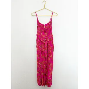 Free People Hot Tropics Jumpsuit Size 4 Pink Floral Cropped Wide Leg Boho thumbnail 4