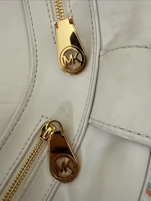 MICHAEL Michael Kors White Leather Shoulder Hobo with Gold Hardware Accents thumbnail 11