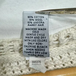 Vintage Y2K GAP Cardigan Sweater Cotton Wool Angora Loose Knit Cream Cottagecore thumbnail 11