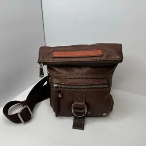Vintage Y2K Fossil Genuine Leather Crossbody Bag – Distressed Brown Key Charm thumbnail 8