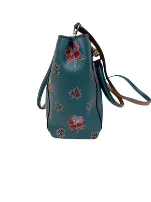 Coach Christie Carryall Dark Teal Wildflower Crossbody Bag Purse thumbnail 8