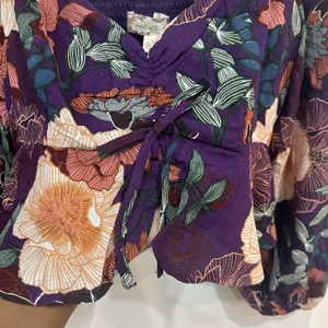 NWT Band Of The Free Floral Purple Floriane Crop Top Blouse Size Medium Boho thumbnail 3