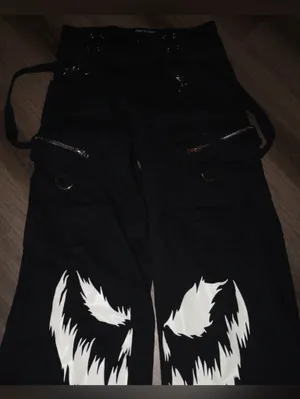 Dolls kill Ghoulish Glow In The Dark Wide Leg cargo Pants size small- baggy thumbnail 3