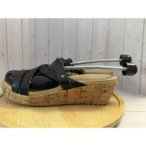 Crocs Womens 9 Black A Leigh Strappy Cork Wedge Slip On Sandals thumbnail 5