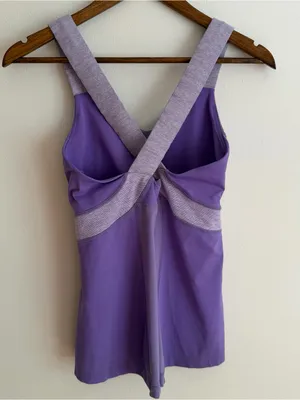 Lululemon Push Your Limits Tank Top Purple Heathered Straps Built In Bra Size 8 thumbnail 4