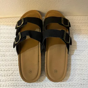 Women’s Sandal Slides– Adjustable Buckle Slippers, Lightweight with Cork Footbed thumbnail 9