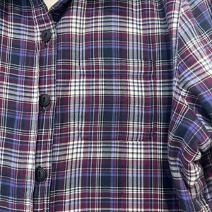 L.L Bean Fleece Lined Flannel Plaid Button Shirt Jacket Purple Womens Size Small thumbnail 6