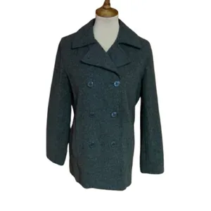 Vtg Y2K American Eagle Peacoat Gray Wool Blend Double Breasted Jacket M thumbnail 2