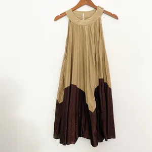 NWT Free People Pleated Love Metallic Mini Dress Color block Medium thumbnail 6