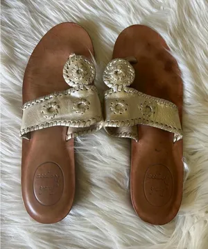 Jack Rogers Metallic Gold Leather Sandals size 7 thumbnail 1