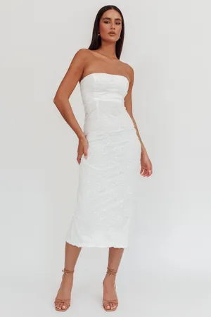 New Selfie Leslie Saints & Secrets Bia Strapless Embroidered Midi Dress Size Small thumbnail 4