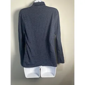 J.Crew Navy Blue Silver Metallic Striped Turtleneck Top BM313 Womens Medium‎ thumbnail 6