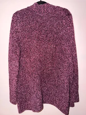 croft & barrow Pink and Black Marled Open Cardigan thumbnail 3