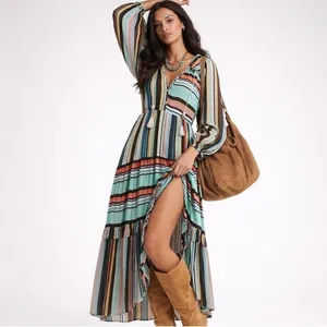 Anthropologie The Marais Printed Striped Chiffon Maxi‎ Dress Size XS Boho Chic thumbnail 11