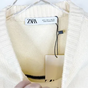 ZARA NWT Striped Crewneck Pullover Sweater S Cream Blue thumbnail 6