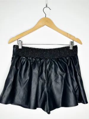 We The Free Free People Paradise Found Faux Leather Skort Black Size Large thumbnail 4
