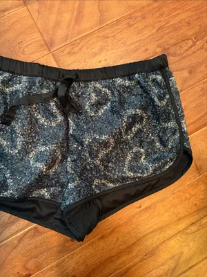 Victoria’s Secret Black Heart Cheetah Sequenced Mini Drawstring Shorts thumbnail 3