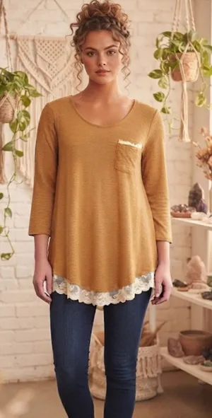 LOGO Lori Goldstein Waffle Knit Crotchet Trim Top Size XS thumbnail 1