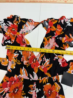 Lulu's Black Floral Wide-Leg Open-Back Jumpsuit size XS thumbnail 11