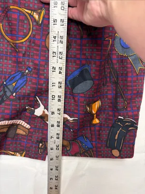 vintage equestrian fox hunting small medium Burgundy Patterned Mid-Length Skirt thumbnail 8