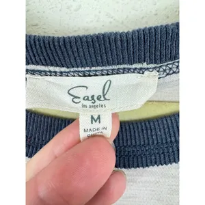 Easel Womens Mixed Print Raglan Top‎ Long Sleeve Floral Leopard Slub Knit Medium thumbnail 3