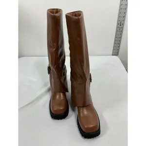 Womans New Teaieui Knee High Pull On Slouchy Fold over Riding Boots 6.5 Brown thumbnail 3