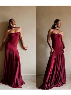 Revolve Deme by Gabriella Berta Dress in Burgundy thumbnail 4