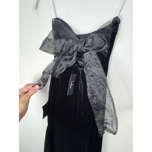 Lulu's Mesmerizing Elegance Black Velvet Back Bow Maxi Dress XS NWT $84 thumbnail 13