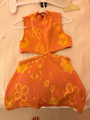 Zara Orange Floral Cut Out Dress thumbnail 1