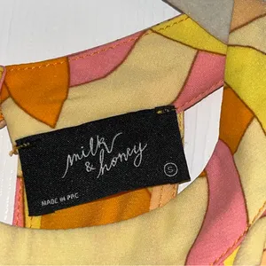 Milk & Honey Brightly Colored Geometric‎ Pattern Pleated Halter Dress Small NEW thumbnail 2