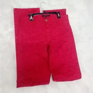 Theory Jeans Straight‎ Leg Geometric Red Denim Size 6 thumbnail 2