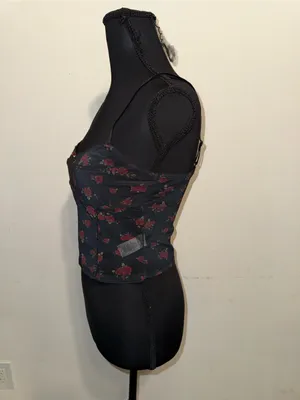 Garage Black Floral Sweetheart Camisole with Red Rose Print thumbnail 2