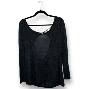 Pilcro Anthropologie Women Cut-Out Scoop Neck Top Gray‎ M Minimalist Lounge thumbnail 3