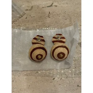 Tuckernuck Earrings NWT Cocoa Stripe Raffia Geo Lantern Brown Tan Woven Drop thumbnail 3