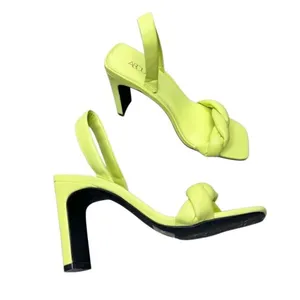 Abound Abryleigh Neon Lime Green Twisted Strap Square Toe Block Heel Sandals 5.5 thumbnail 3