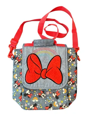 Disney Minnie Mouse print, denim & red bow removable strap insulated lunch bag thumbnail 1