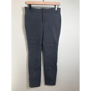 Banana Republic Sloan Slim Fit Pants Navy Blue Geometric‎ Diamond Print Womens 2 thumbnail 2