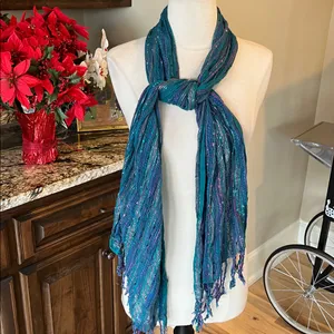Shimmery Metallic Blue and Purple Scarf thumbnail 3