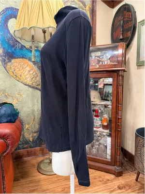 J.Crew Tissue Turtleneck Top Womens Size Large L Black Long Sleeve Cotton Knit thumbnail 5