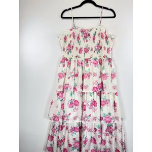 LoveShackFancy Womens Dress Elise Midi Smocked Floral Layered Cottagecore XL thumbnail 6