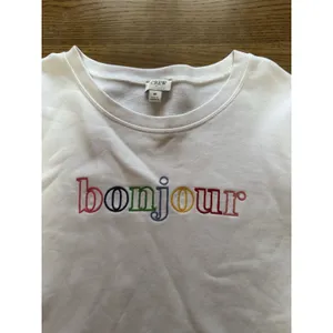 J Crew Women Size Medium Bonjour Sweatshirt Long Sleeve Rainbow Colorful‎ Preppy thumbnail 6