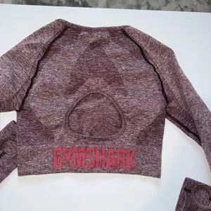 Gymshark Flex Cropped Top S/M Purple Vital Seamless Long‎ Sleeve Open Back Marl thumbnail 6