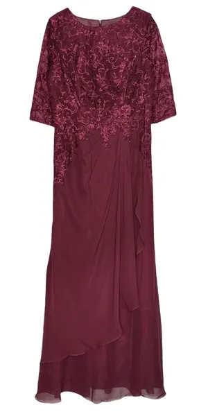 NWT Wedding Dress Gown Dark Romance Whimsigoth Boho Lace Floral Maroon Medium thumbnail 1