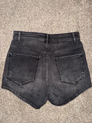 Express Extreme High Rise Shortie Black Denim Shorts Size 4 thumbnail 4