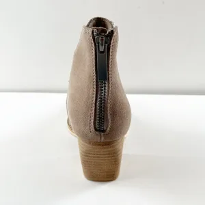 Vintage Havana Collins Suede Pointed Toe Stacked Heel Ankle Booties Tan 6 thumbnail 4
