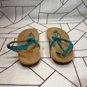 Vionic Sandals Size 8 Teal Leather Gold Studded Orthotic T-Strap‎ Ankle Strap thumbnail 3