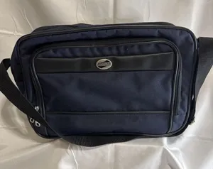 American Tourister‎ Canvas Shoulder Bag Laptop Navy Blue Carry On Vintage thumbnail 1
